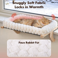Cloud-Soft Wooden Cat Window Sill Perch with Zipper Cushion - White / X-Large - image 4