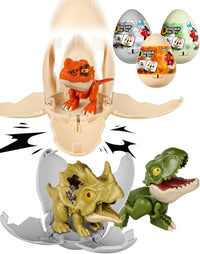 JMHACHY 3-pack jumbo pop-open dinosaur eggs with T-Rex, Spinosaurus and Triceratops