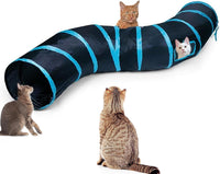 Cat Tunnel Tube Toys，Tunnels for Indoor Cats - S - 2 Way Black Blue