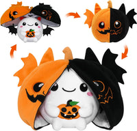 CAIYUEGG reversible Halloween plush showing bat ghost and pumpkin sides - view 2