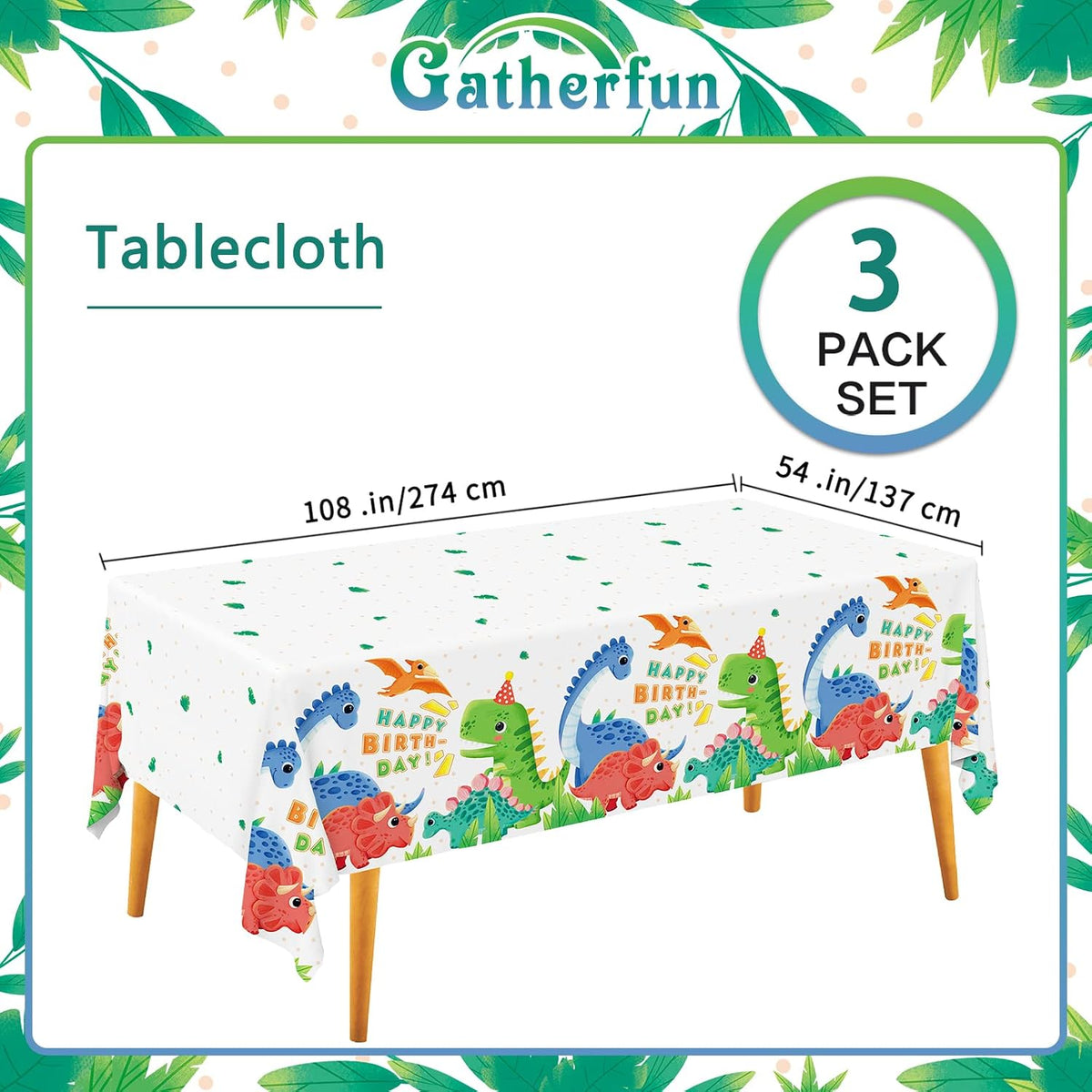 Gatherfun Football Party Decorations Disposable Tablecloth Plastic - dinosaur - image 2