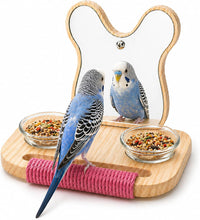 7" Bird Mirror with Rope Perch Bird Toys Swing - 5.9 inch