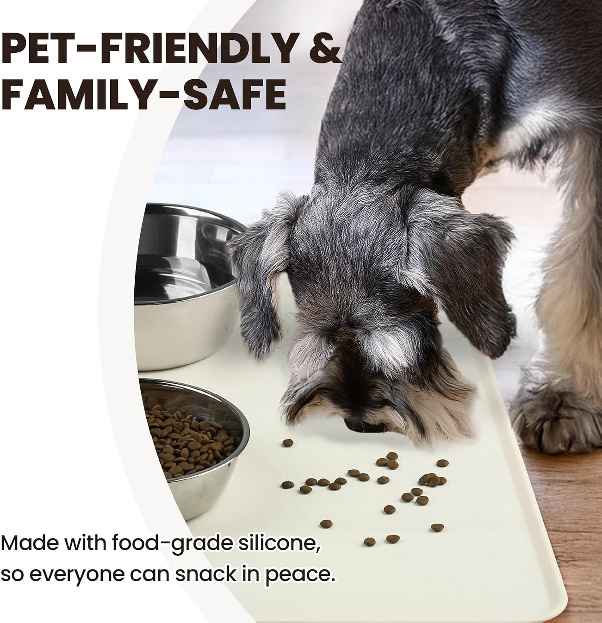 VIVAGLORY Pet Food Mat Flexmat Dog Bowl Mat, S - Ivory / S (18.9 x 11.8in) - image 3