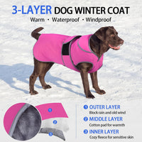 MIGOHI Warm Dog Coat Waterproof Winter Dog Jacket, M - RoseRed / XX-Large - image 2