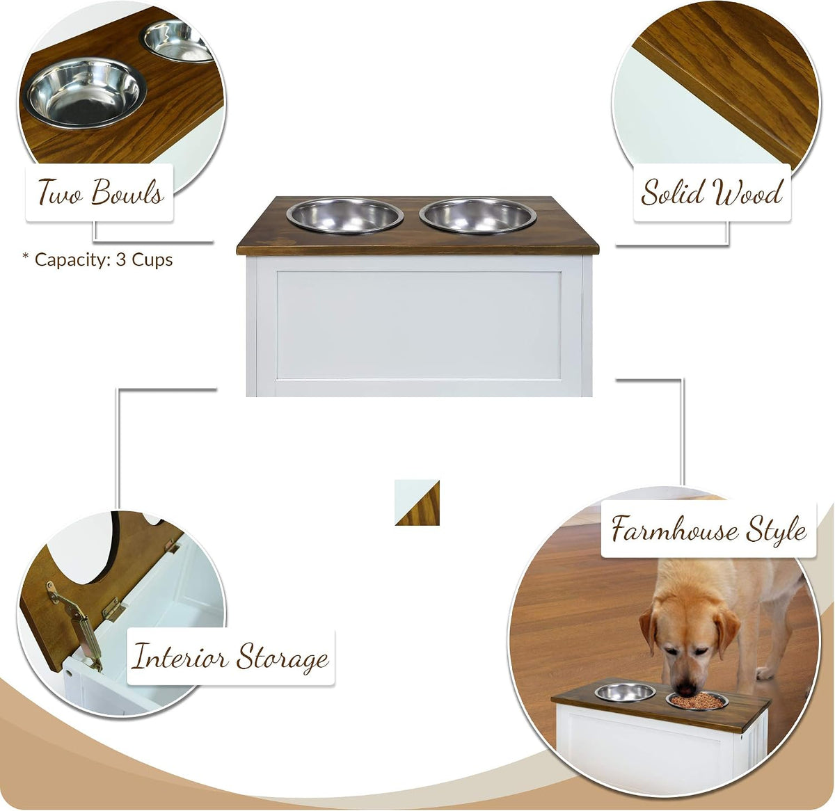 Casual Home 603-15 Wooden Storage Stand Pet Feeder, Two-Tone - image 4