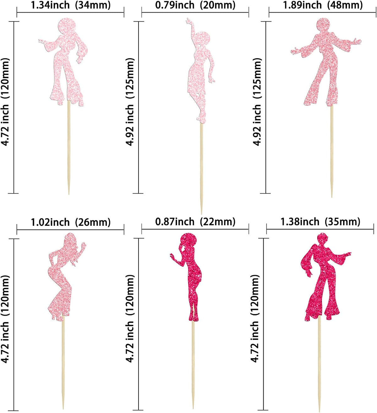 Gyufise 24Pcs Dance King Cupcake Toppers Glitter Jazz Dancers Happy - Pink - image 2