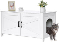 31.5" L Cat Litter Box Enclosure with Barn Door - 39.4"L / White