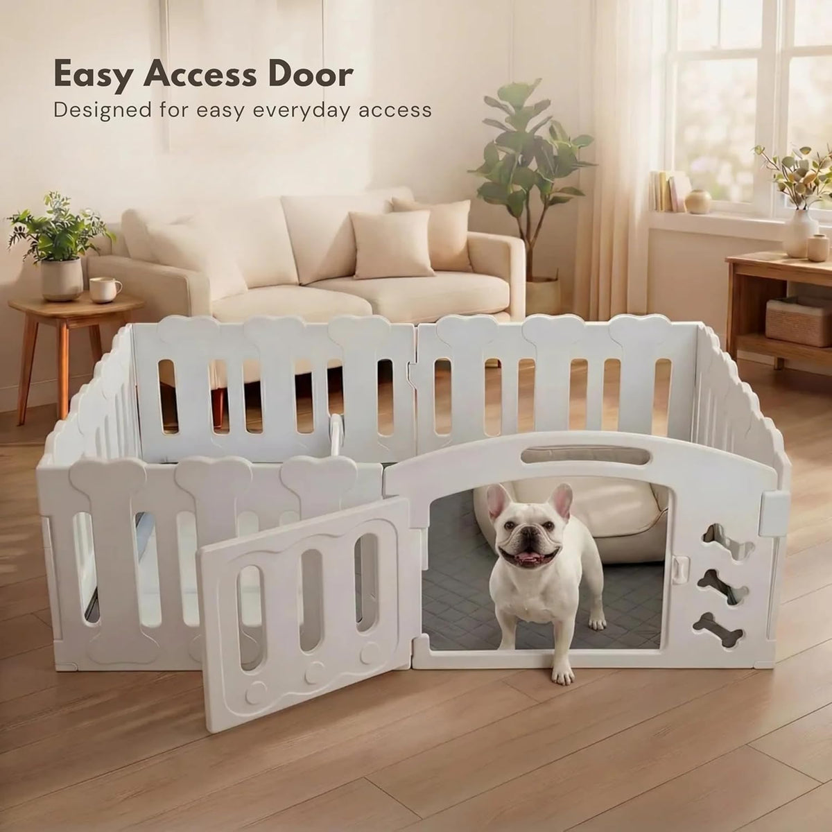 Dog Playpen with Divider & Washable Floor Pad - White / 6-Panel Complete Space – Divider + Washable Pad Included / 24"H - image 3