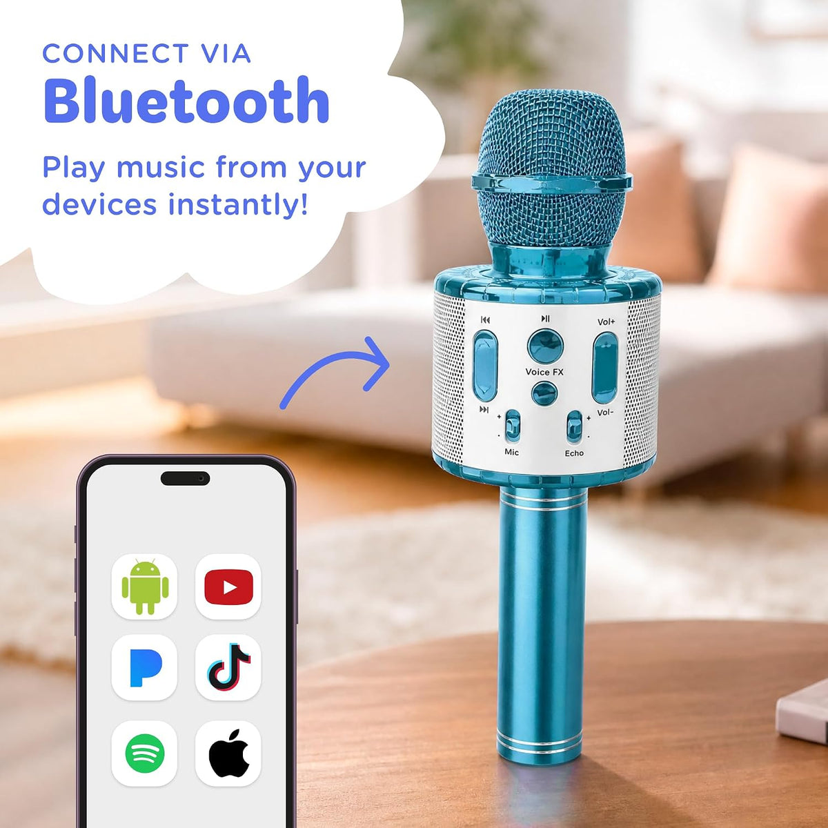 Move2Play, Kids Karaoke Microphone - Blue - image 3