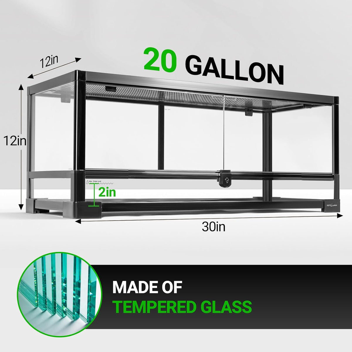 REPTI ZOO Glass Reptile Terrarium 20 Gallon - image 2