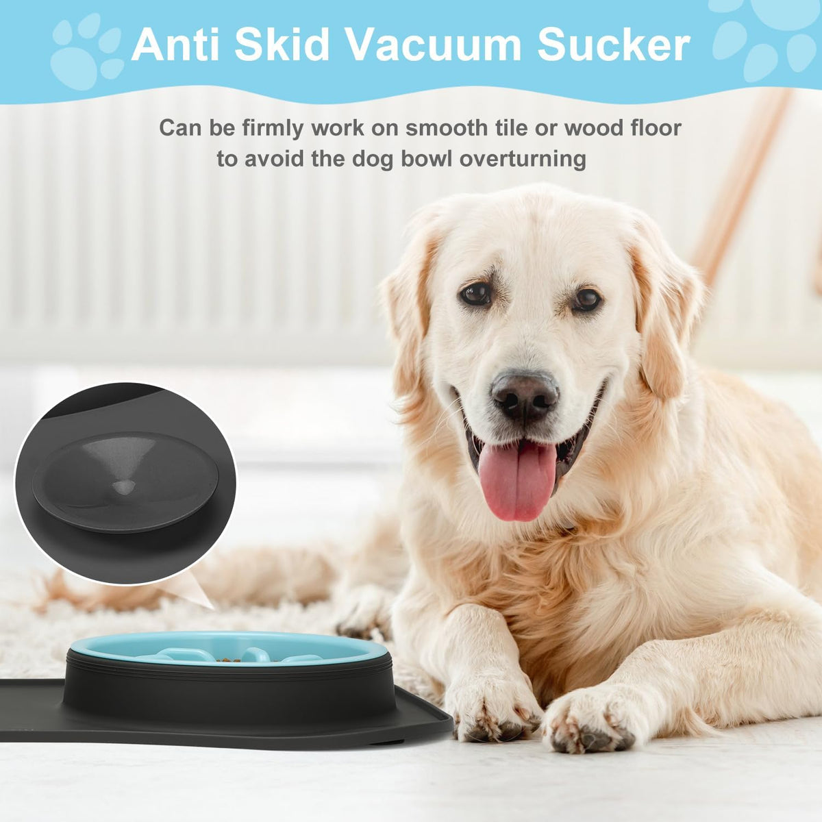 Slow Feeder Dog Bowls 3 in 1 Stainless Steel Food Water Bowl to Slow - Large Breed / Dark Grey - image 3