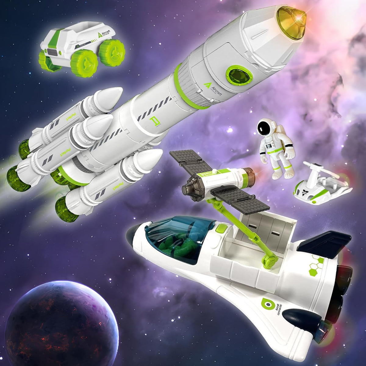 COOLDUCK 4 in 1 space shuttle toy set with rover, station, capsule and astronauts - view 6