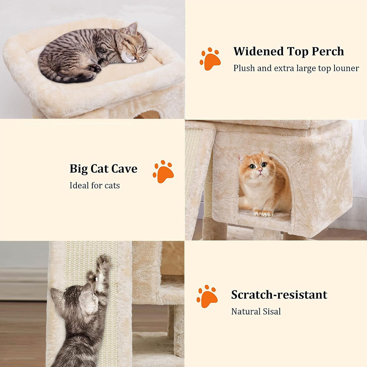 SYANDLVY Gothic Cat Tree with Coffin Bed for Indoor Cats - Beige - image 3