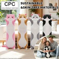 Cute Long Cat Plush Body Pillow, Soft Stuffed Animals 19.7 Inch – Fun for Kids & Family - Black / 51.1 inches - image 2