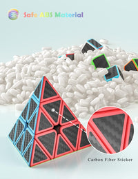 Roxenda Pyramid Speed Cube 3x3x3 Triangle Puzzle Magic Cube – Fun for Kids & Family - Pyramid Cube Carbon Fiber - image 2