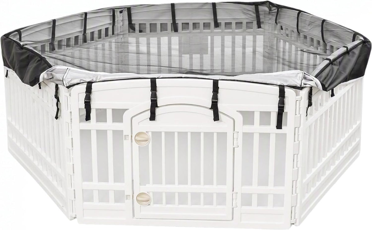 PJYuCien Playpen Top Cover for 36'' Width 4 Panel Pen, Black Paw – Essentials for Dogs - Fits Plastic 6 Panels Playpen / Cover, 36"Width, Black ( Elastic Buckles Connections ) - image 4