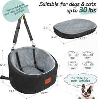 Lealchum Dog Car Seat for Small Dogs Up to 30 Lbs with 2 Safety Dog - Black/Grey / Small - image 2