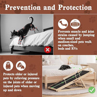 Dog Ramp for High Bed, Couch, Car, Pet Ramps 55.12" Long Adjustable 19.7"-27.6" Wooden Dog Step with High Traction Mat & Safety Side Rails for Small Medium Large Older Pets, up to 250 lbs