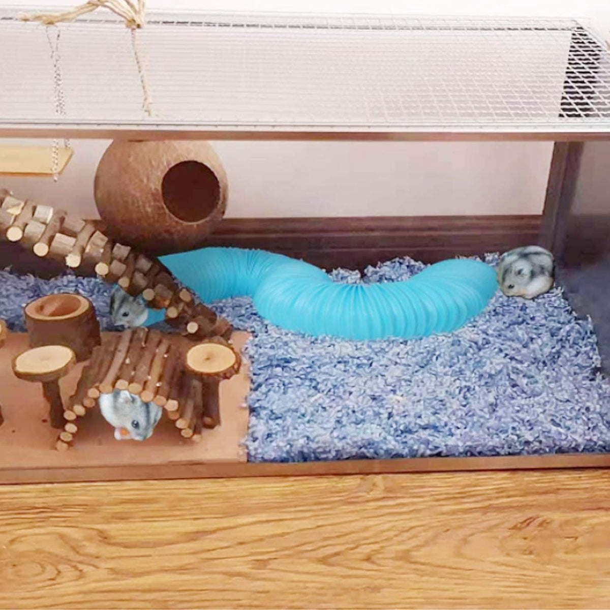 Collapsible Pet Tunnel 2 PCS Hamster Fun Tunnels – Essentials for Small Pets - Blue - image 2