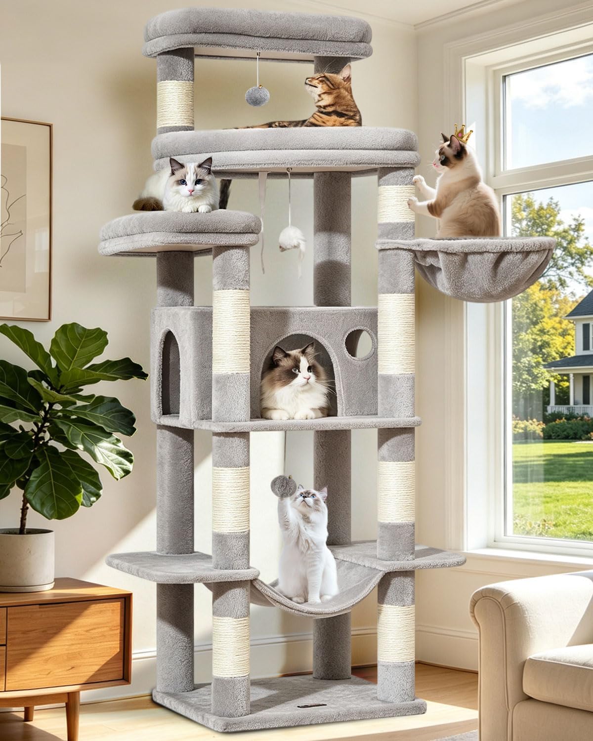 Taoqimiao Heavy-Duty Cat Tree - Light Gray
