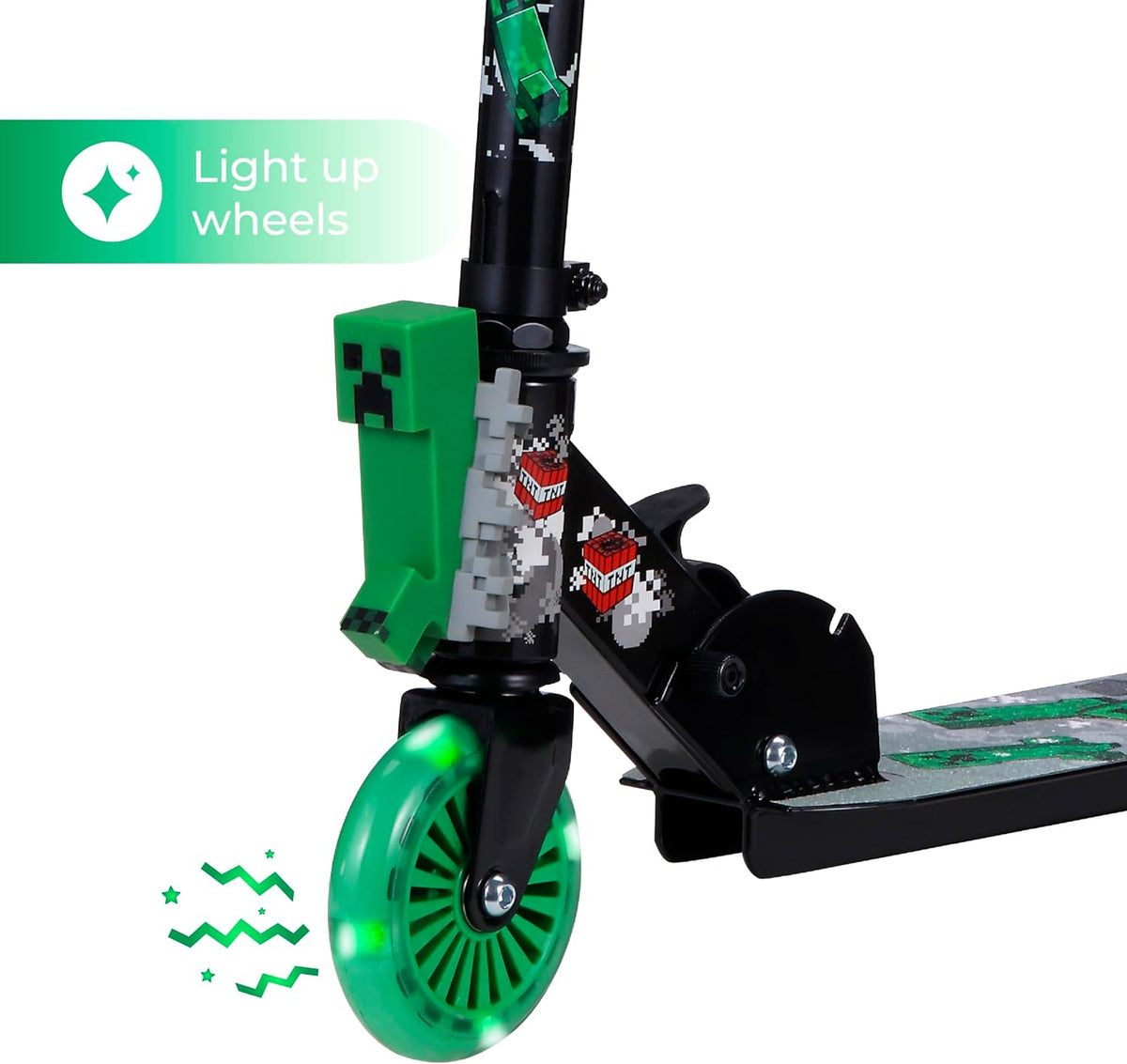 Voyager 2 wheel kids kick scooter with light up LED wheels and Minecraft design - view 4