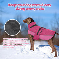 QBLEEV Warm Dog Jacket, Waterproof Dog Winter Coat with Harness – Essentials for Dogs - Rose Red / XXX-Large - image 3