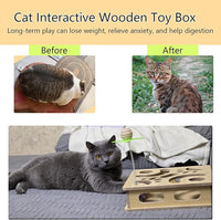 Interactive Wooden Cat Puzzle Toy Box Indoor Hunting Play Toy to Stimulate Your Cat’s Energy and Instincts (Blue)