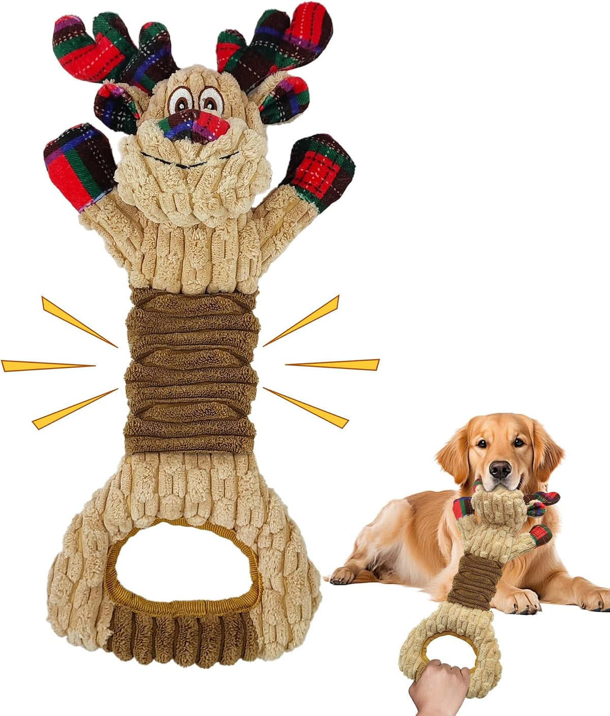 Squeaky Dog Toys, Stuffed Large Dog Toys to Keep Them Busy - Red C