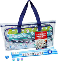 Jongyance American Mahjong Set with Blue Carrying Bag - Clear