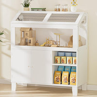 Hamster Cage, Large Hamster Cage with Storage Cabinet, Large Habitat with Easy View Acrylic Panels, Wooden Small Animal Cages for Guinea Pigs, Rabbits, Gerbils, Hedgehogs, White