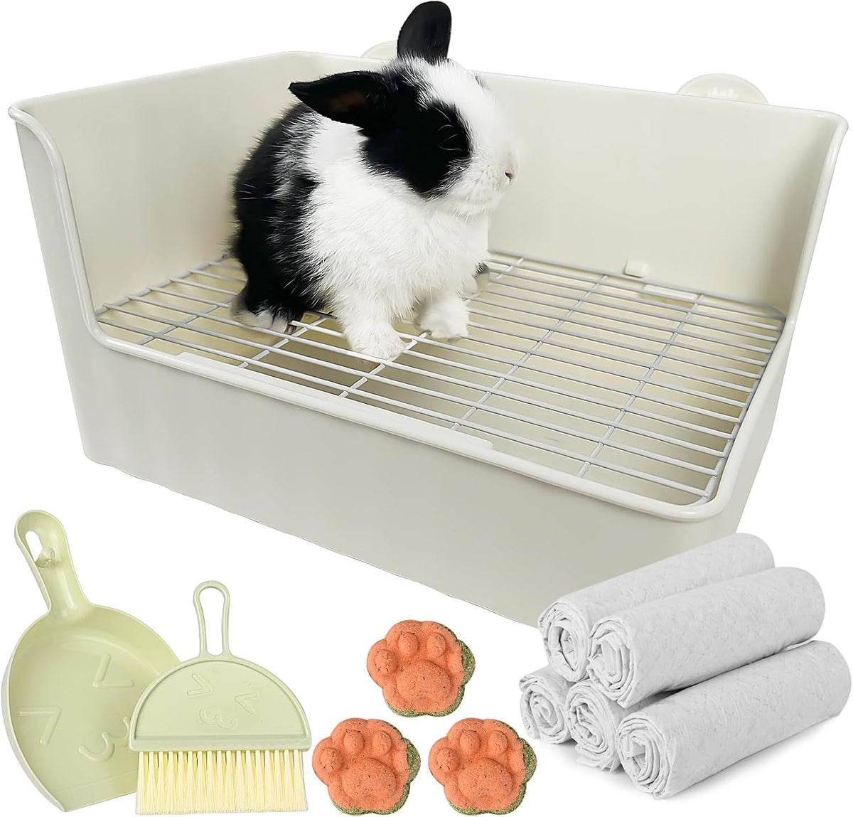 Large Rabbit Litter Box Bunny Potty Training Corner Litter Pan Comes - White