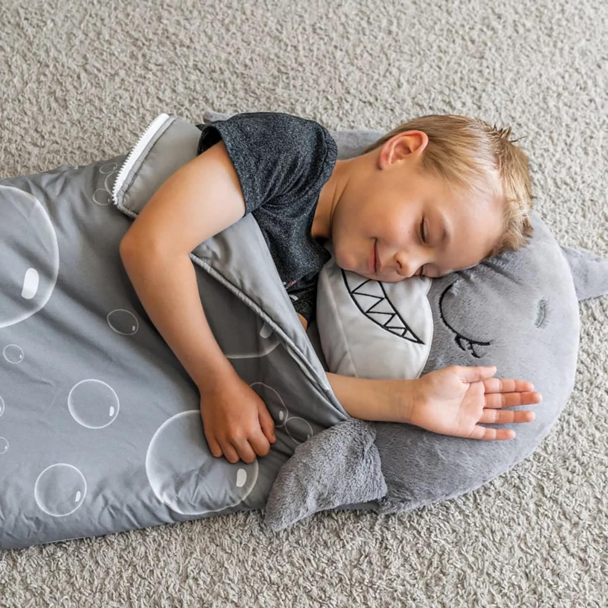 Happy Nappers grey shark 2-in-1 play pillow and sleepy sack, large 66 x 30 inch - view 4