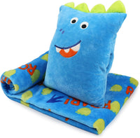 VigorSpring 3-in-1 kids travel pillow and blanket set, plush character pillow with hidden flannel bl - view 3