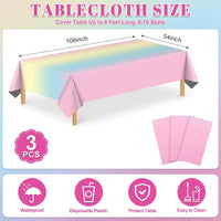 3 Pack Plastic Birthday Tablecloth - Rainbow - image 2