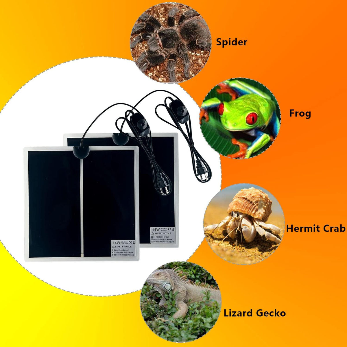 Reptile Heating Mat, Removable Terrarium Heat Mats - 2PCS,14W - image 4