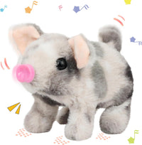Hopearl Walking Gray Tabby Cat Interactive Electronic Pet Plush Kitty - Pig-Spotted