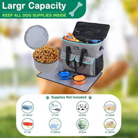 Large Pet Travel Bag Organizer - Dog & Cat Tote with Food Containers, Bowls, Feeding Mat, Perfect for Camping, Hiking (Multi-Pocket Design)