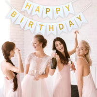 Happy Birthday Banner,Pre-Strung Black and Gold Party Decorations，16ft Pre-Strung Hanging Sign - GOLD - image 4