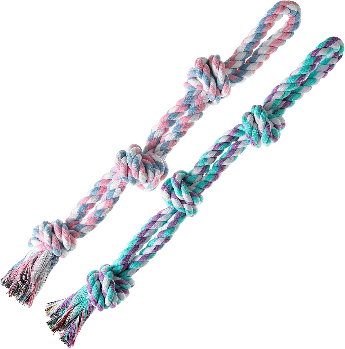 XIGOU Dog Rope Toy, Dog Chew Toys for Aggressive Chewers - Pink & Purple