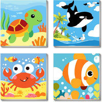 FQOVKYN 4 pack paint by number kit for kids with cute animal 8x8 canvases