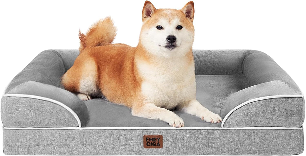 EHEYCIGA Orthopedic Dog Beds Large Sized Dog - Grey / 35.0"l X 22.0"w X 6.5"th