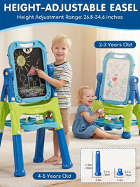 Lehoo Castle Easel for Kids 3-5, Magnetic Chalkboard Whiteboard – Fun for Kids & Family - Dark Blue, Light Blue, Green - image 2