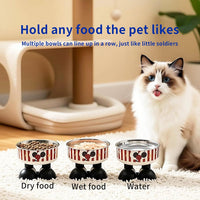 Striped Elevated Stainless Steel Pet Bowl