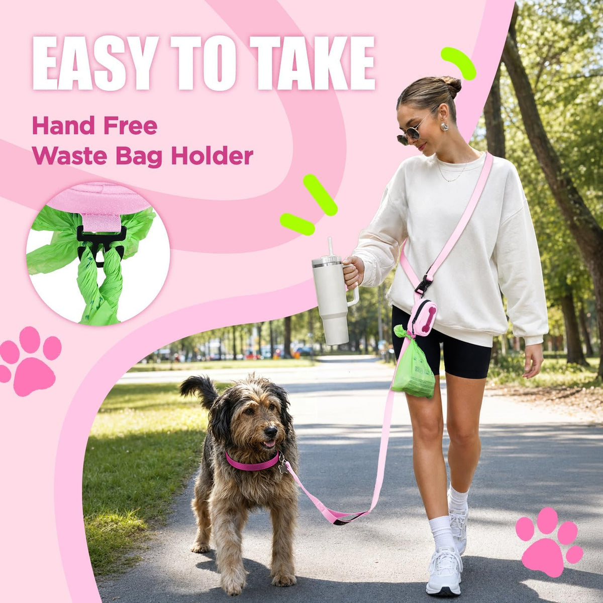 Dog Poop Bag Holder for Various Leashes - Pink - image 2
