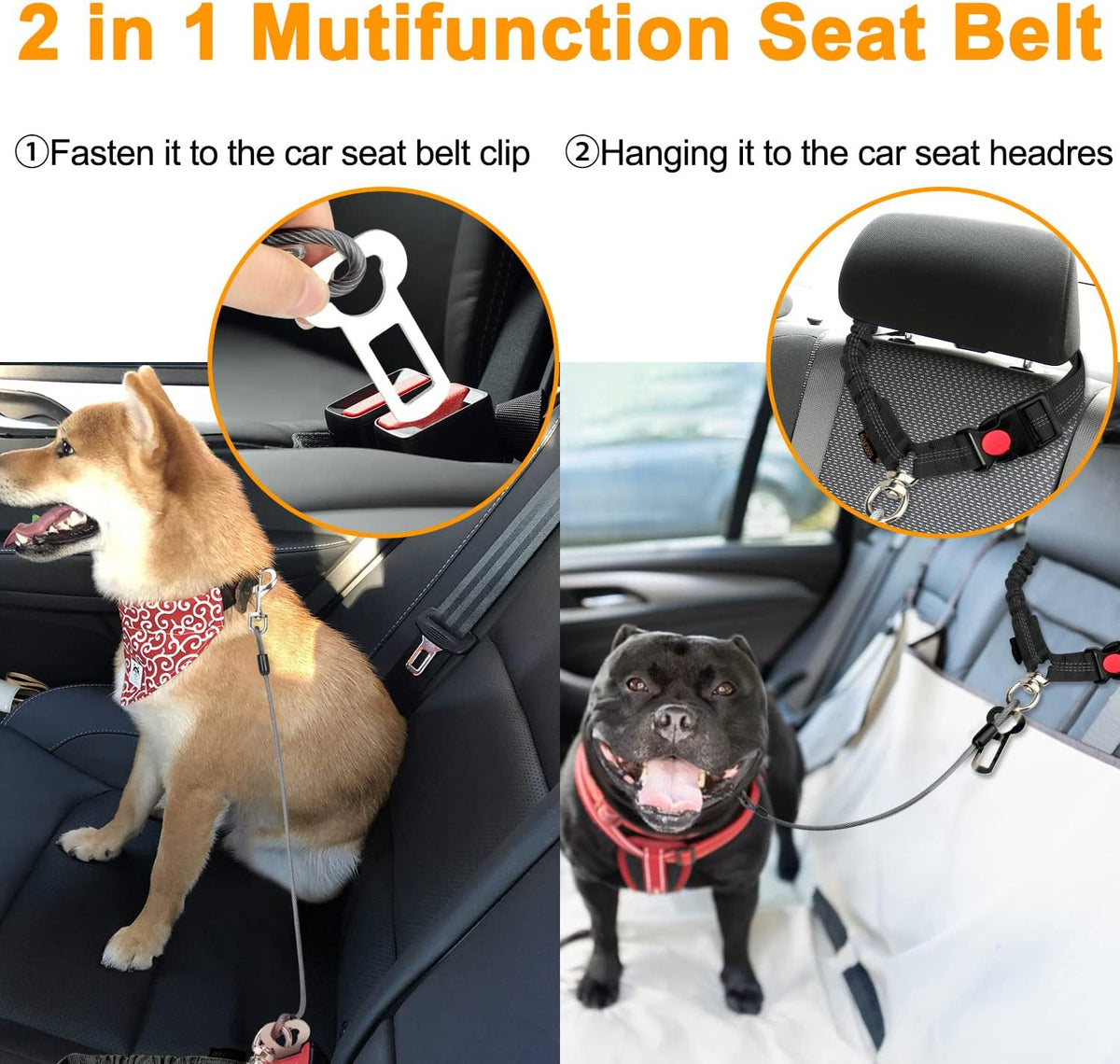 Chew Proof Dog Car Seat Belt - Black / 1 Pack - image 3