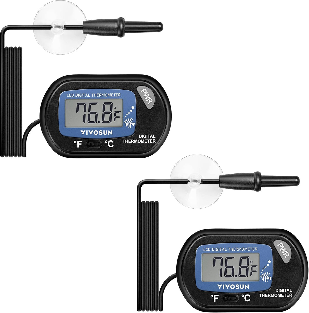 VIVOSUN 4-Pack LCD Digital Aquarium Thermometer – Essentials for Fish - 2 packs