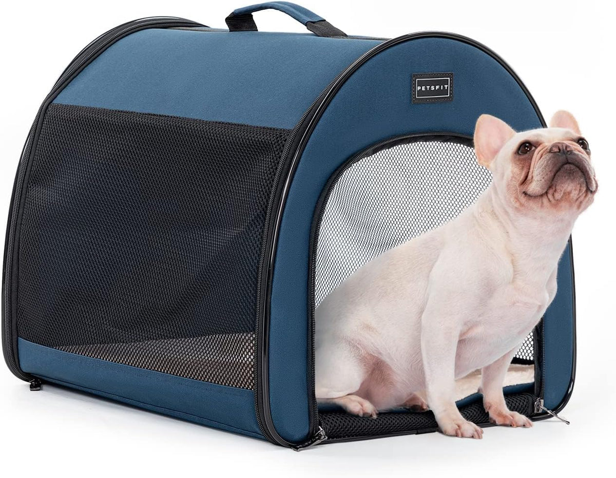 PETSFIT Portable Dog Crate, Travel Dog Crate, Roomy - Navy Blue / 16.5"L x 16.0"W x 19.0"H