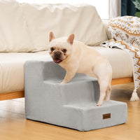 Dog Stairs for Small Dogs & Cats - Light Grey / Wider 3-Step 15.7" H - image 3