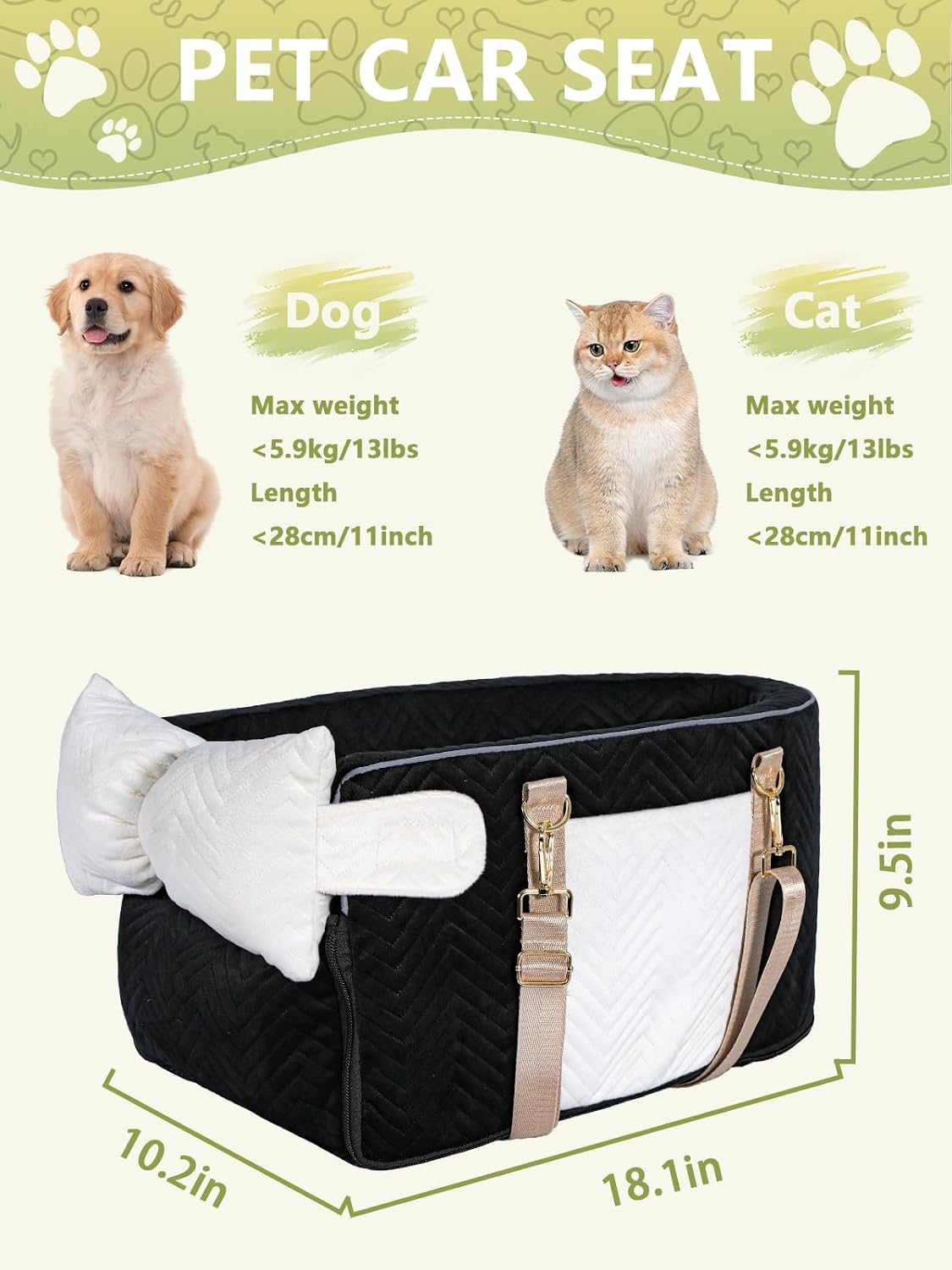 Dog Car Seat for Small Dogs, Center Console Seat for Puppy - Black - image 2