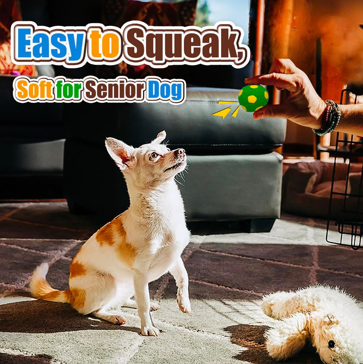 2" Squeaky Dog Toys for Small Dogs, Mini Breed - 2.0'' for XS/S / Yellow+Green+Rose Red+Blue - image 3